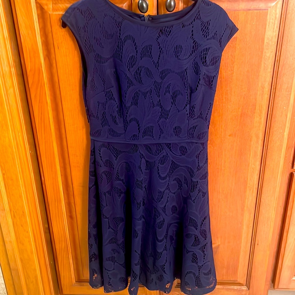Navy blue knee length dress